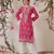 Hand embroidered magenta cotton lucknowi chikankari straight kurta