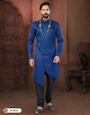 Navy Blue Soft Jackard Havy Classic With Fancy Button For Mens 1