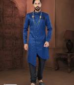 Navy Blue Soft Jackard Havy Classic With Fancy Button For Mens