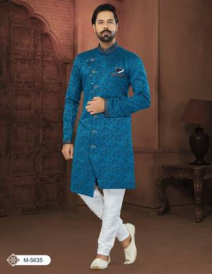 Blue Soft Jackard Havy Classic With Fancy Button For Mens 1