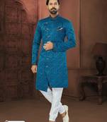 Blue Soft Jackard Havy Classic With Fancy Button For Mens