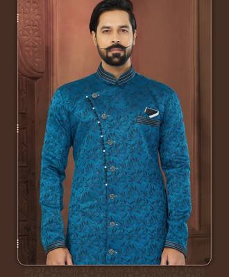 Blue Soft Jackard Havy Classic With Fancy Button For Mens 2
