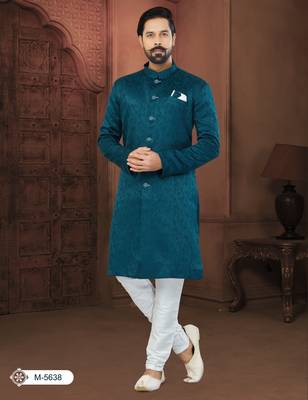Dark Blue Soft Jackard Havy Classic With Fancy Button For Mens 1