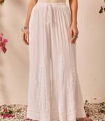 Hand embroidered white modal lucknowi chikankari palazzo