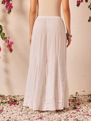 Hand embroidered white modal lucknowi chikankari palazzo 2