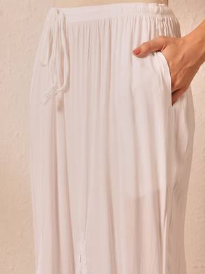 Hand embroidered white modal lucknowi chikankari palazzo 5