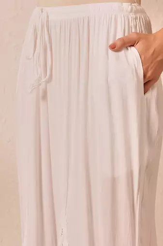 Hand embroidered white modal lucknowi chikankari palazzo