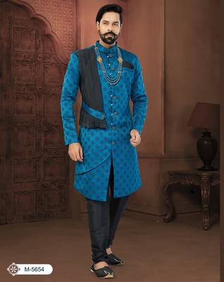 Blue Soft Jackard Havy Classic Fancy Button For Mens 1