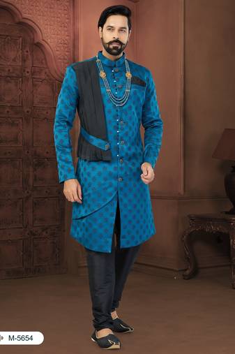 Blue Soft Jackard Havy Classic Fancy Button For Mens