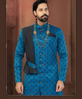 Blue Soft Jackard Havy Classic Fancy Button For Mens 2