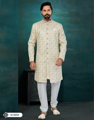 Golden & Mix Colour Chikankari Lucknawi Havy Classic/Wedding For Mens 1
