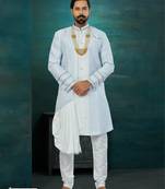 Sky Blue Banarasi Zari Jackard & Art Silk Havy Classic/Wedding For Mens