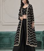 Chinon embroidered zari black readymade salwar kameez
