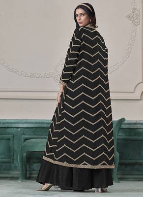 Chinon embroidered zari black readymade salwar kameez 2