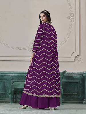 Chinon embroidered zari purple readymade salwar kameez 2