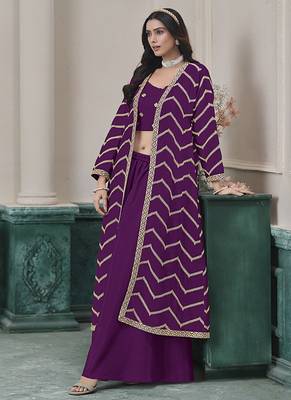 Chinon embroidered zari purple readymade salwar kameez 3