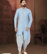 Sky Blue Banarasi Zari Jackard Havy Classic Fancy Button For Mens