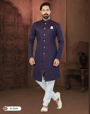 Navy Blue Soft Jackard Havy Classic Fancy Button For Mens 1