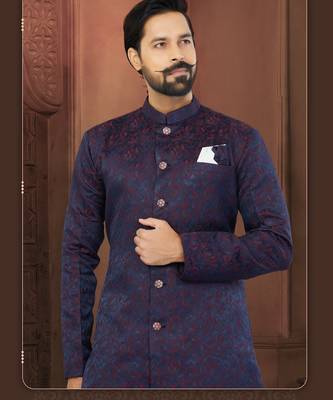 Navy Blue Soft Jackard Havy Classic Fancy Button For Mens 2