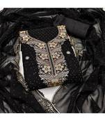 black embroidered georgette salwar suit material with mirror & zari work
