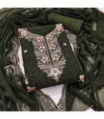 mehendi green embroidered georgette salwar suit material with mirror & zari work