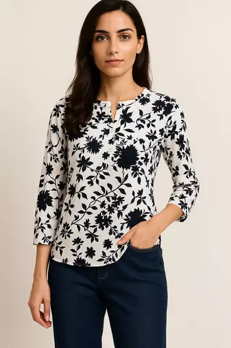 women's cotton printed straight kurta top