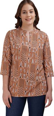 women's cotton printed straight kurta top 1