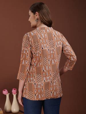 women's cotton printed straight kurta top 2