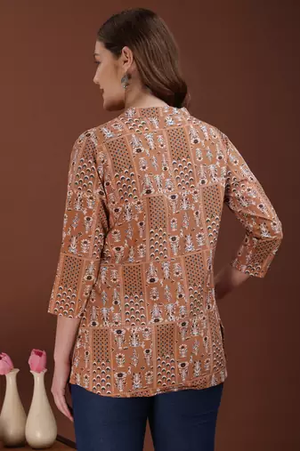 women's cotton printed straight kurta top