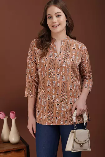 women's cotton printed straight kurta top