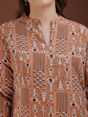women's cotton printed straight kurta top 4