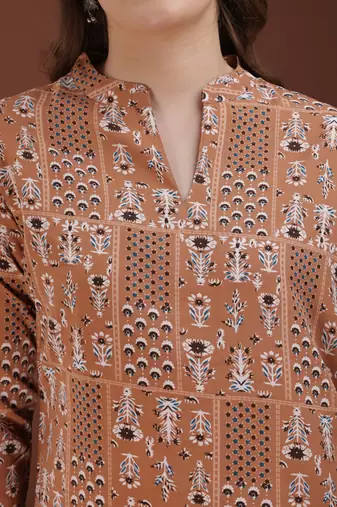 women's cotton printed straight kurta top