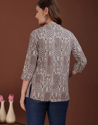 women's cotton printed straight kurta top | stylish ethnic wear for daily 2