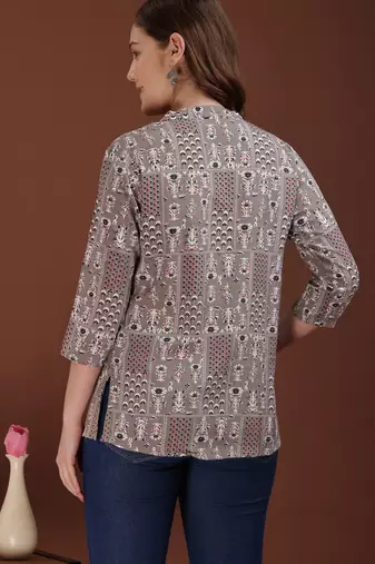 women's cotton printed straight kurta top | stylish ethnic wear for daily