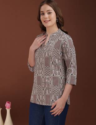 women's cotton printed straight kurta top | stylish ethnic wear for daily 3