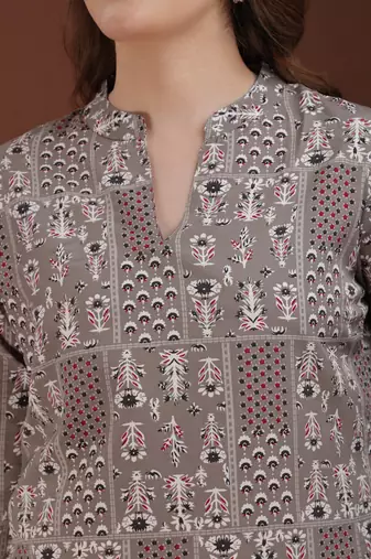 women's cotton printed straight kurta top | stylish ethnic wear for daily
