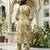 yellow printed kurta pant embroidery neck work kurta set