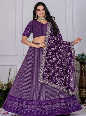 purple Wedding Lehenga Choli for Women 1