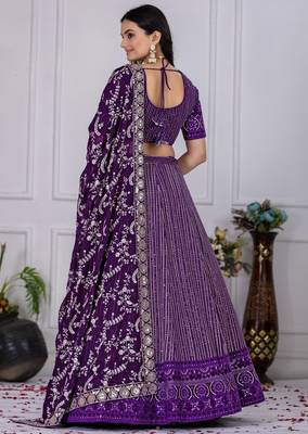 purple Wedding Lehenga Choli for Women 3