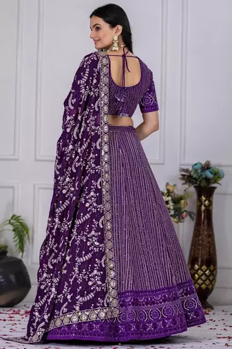 purple Wedding Lehenga Choli for Women
