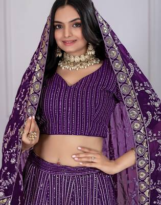 purple Wedding Lehenga Choli for Women 4