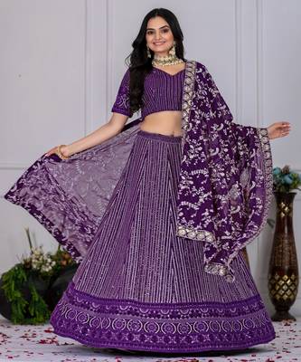 purple Wedding Lehenga Choli for Women 5