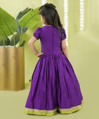 Purple cotton silk embroidered girls gharara paired with blouse 4