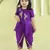 Purple cotton silk embroidered girls top & dhoti