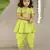 Green cotton silk embroidered girls top & dhoti