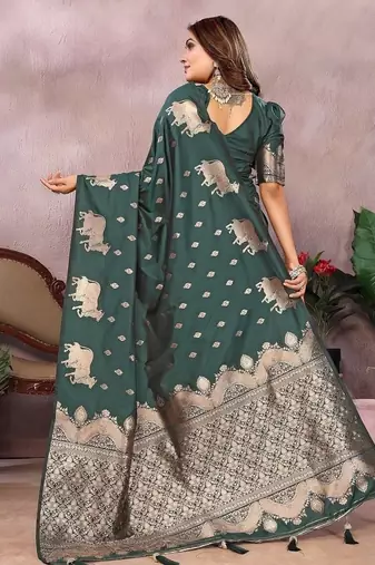 Dark green Color Gala weaving Banarasi Art Silk Saree