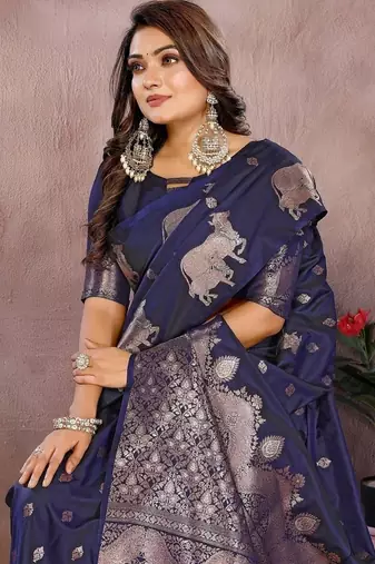 Dark Purple Color Gala weaving Banarasi Art Silk Saree