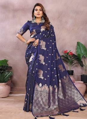 Dark Purple Color Gala weaving Banarasi Art Silk Saree 2