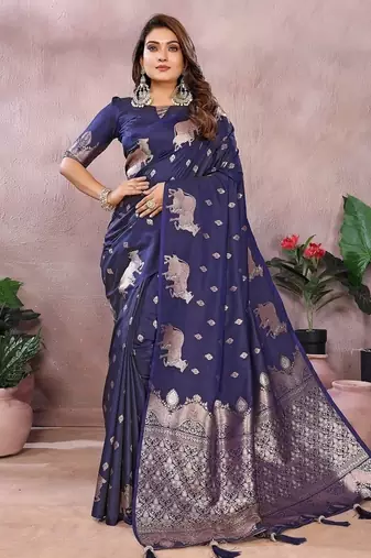 Dark Purple Color Gala weaving Banarasi Art Silk Saree