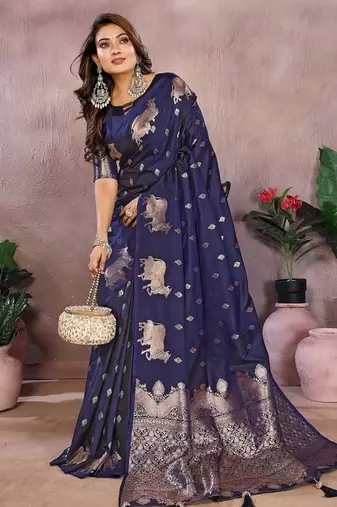 Dark Purple Color Gala weaving Banarasi Art Silk Saree